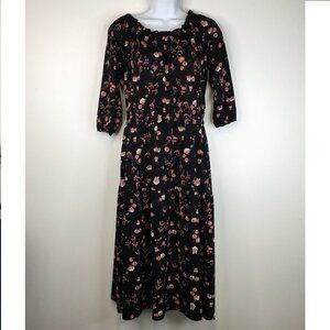 Jules & Leopold Black Floral Dress Size M
